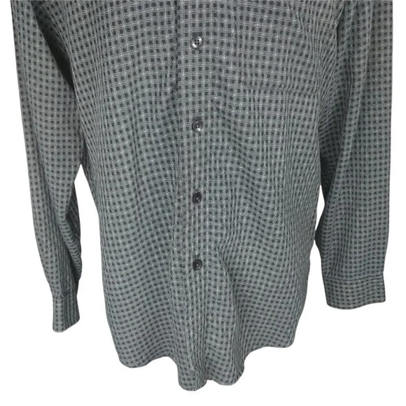 Arrow Checked Button Down Shirt Gray Black M - Picture 3 of 8